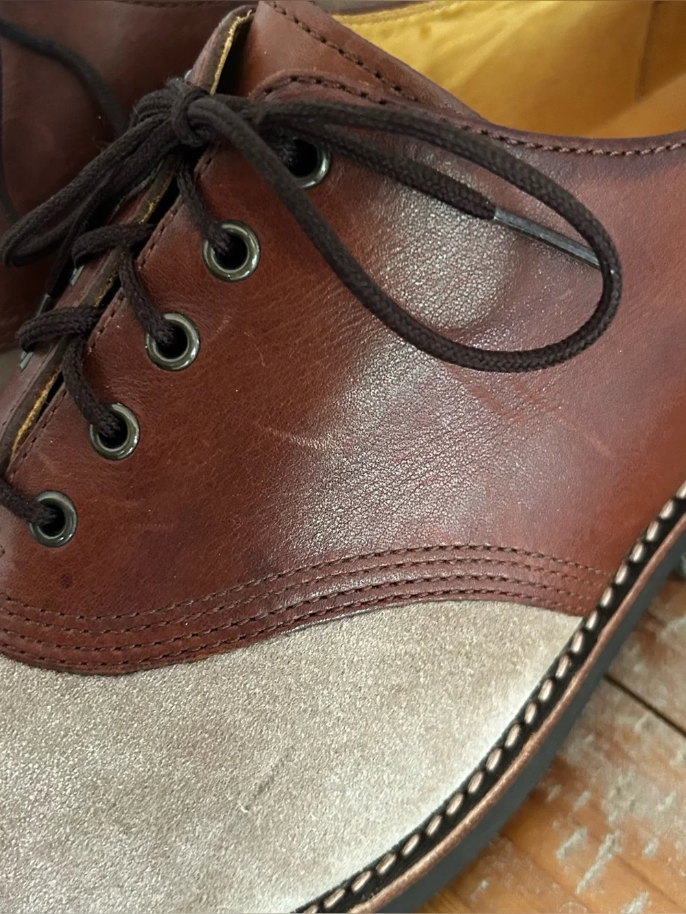 Polo Ralph Lauren Men’s 11.5 D Saddle Shoes Brown & Beige Suede Leather Oxford